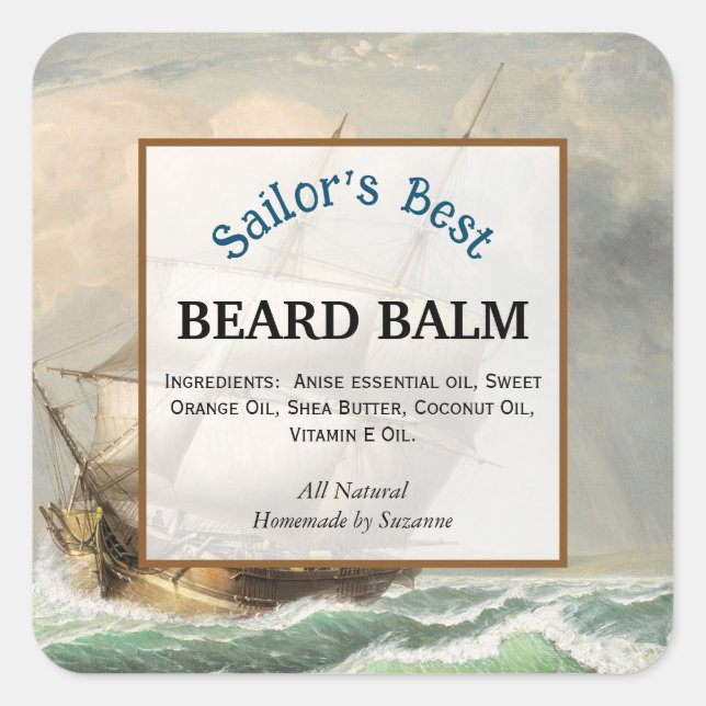Nautical Beard Balm Product Label (Front)