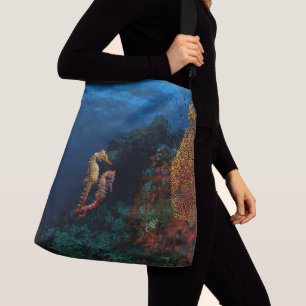 Nautical beautiful seahorse mates holding tails no crossbody bag