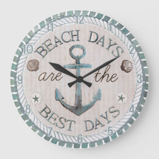 Nautical Best Days Beach Rustic Wall Clock
