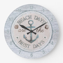 Nautical Best Days Beach Rustic Wall Clock