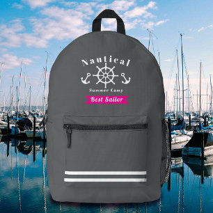 Nautical Best Sailor Grey Printed Backpack