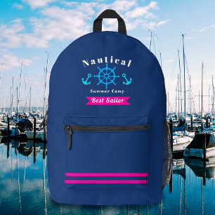 Nautical Best Sailor Navy Printed Backpack