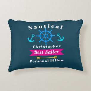  Nautical Best Sailor Teal Decorative Cushion