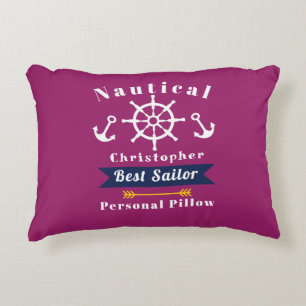  Nautical Best Sailor Wine Red Decorative Cushion