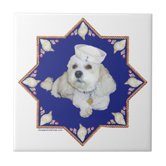 Nautical Bichon Frise Tile (Front)
