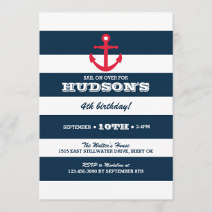 Nautical Birthday Invitation - Anchor