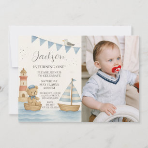 Nautical Birthday Invitation With Photo