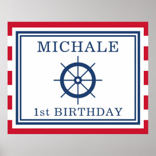 Nautical Birthday Party Backdrop Poster