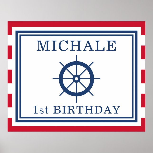 Nautical Birthday Party Backdrop Poster (Front)