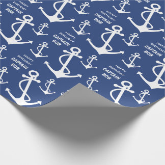 Nautical Birthday Party Captains Anchor Pattern Wrapping Paper