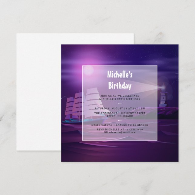 Nautical Birthday Party Invitation (Front/Back)