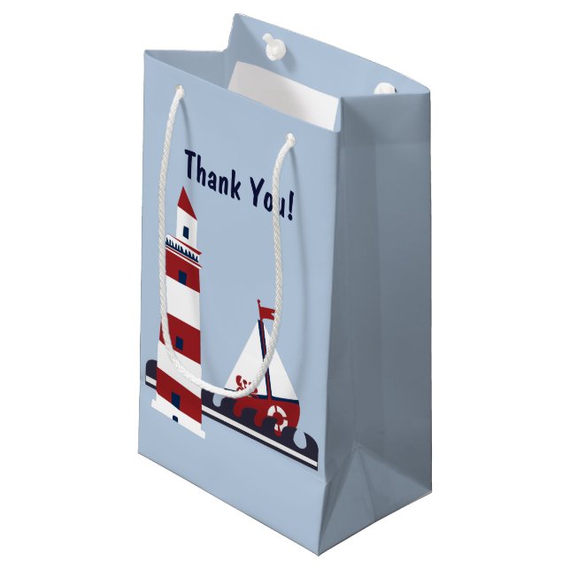 Nautical Birthday Party Ocean Scene Favour Gift Small Gift Bag (Front Angled)