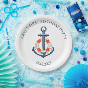 Nautical Birthday Party Paper Plate Design