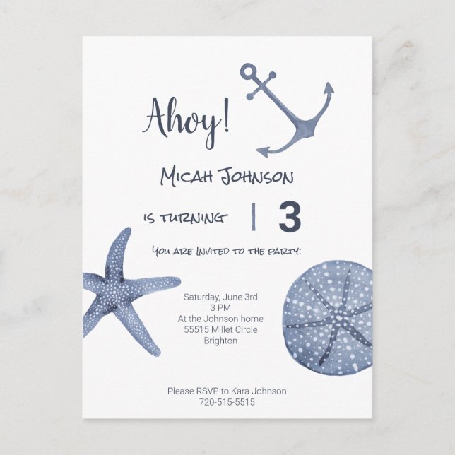 Nautical Birthday Post Card Any Age (Front)