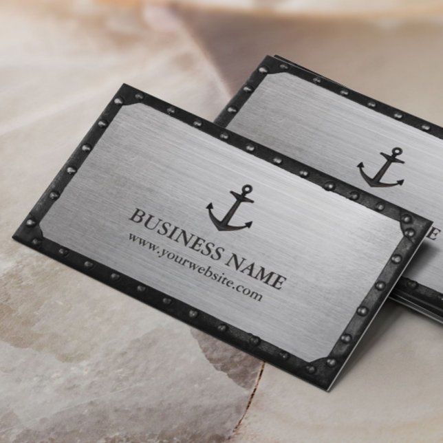 Nautical Black Anchor Dark Framed Cool Metal Business Card (Creator Uploaded)