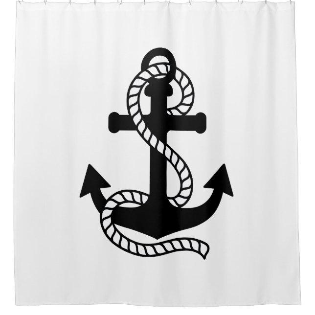 Nautical Black Anchor {pick your colour} Shower Curtain (Front)