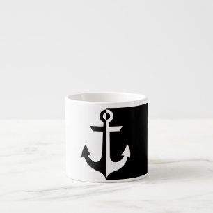 Nautical Black and White Anchor {pick your color} Espresso Cup