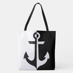 Nautical Black and White Anchor {pick your color} Tote Bag