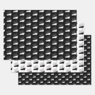 Nautical Black and White Ship Sailing Boat Wrapping Paper Sheet