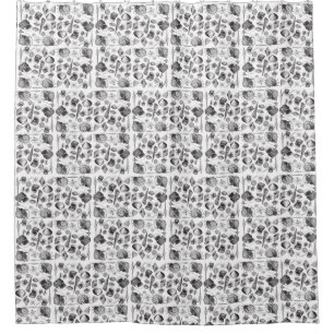 Nautical Black on White Shell pattern  Shower Curtain