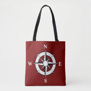 Nautical black ship/boat, compass , red bag purse