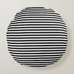 Nautical Black Stripes Round Cushion