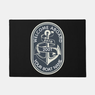 Nautical Black "Welcome Aboard" custom Doormat