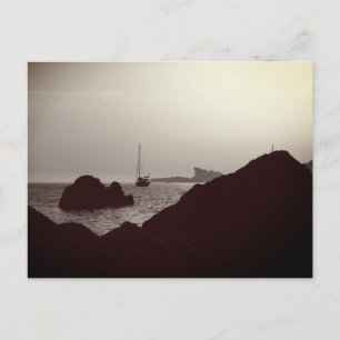 Nautical black & white photograph - boat Seascape Postcard
