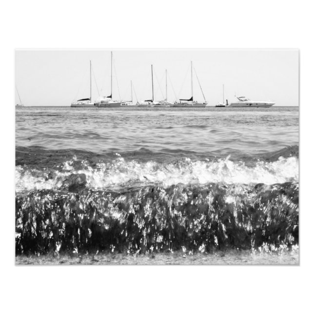 Nautical black & white photograph - boats Seascape (Front)