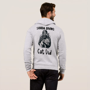 Nautical Black & White SCUBA Cat Dad Hoodie