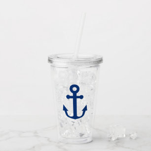 Nautical Blue  Anchor Acrylic Tumbler