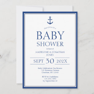 Nautical Blue Anchor Baby Shower Invitation