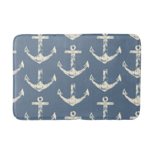 Nautical  Blue Anchor Bath Mat
