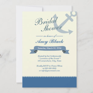 Nautical Blue Anchor Bridal Shower Invitations