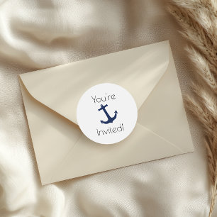 Nautical Blue Anchor Classic Round Sticker