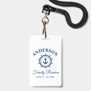 Nautical Blue Anchor Helm Family Reunion ID Badge