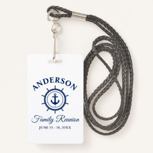 Nautical Blue Anchor Helm Family Reunion ID Badge