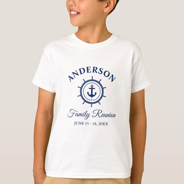 Nautical Blue Anchor Helm Family Reunion Kid's T-Shirt (Front)