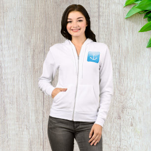 Nautical Blue Anchor Icon Modern Maritime  Hoodie