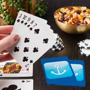 Nautical Blue Anchor Icon Modern Maritime  Playing Cards