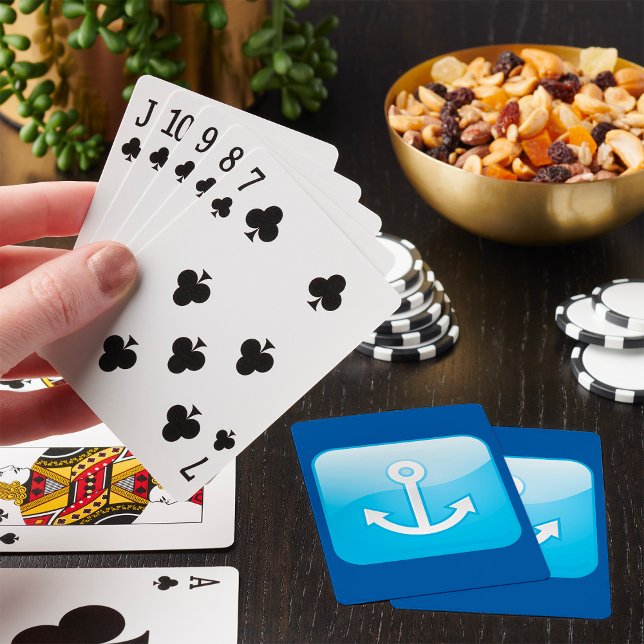 Nautical Blue Anchor Icon Modern Maritime  Playing Cards (Creator Uploaded)