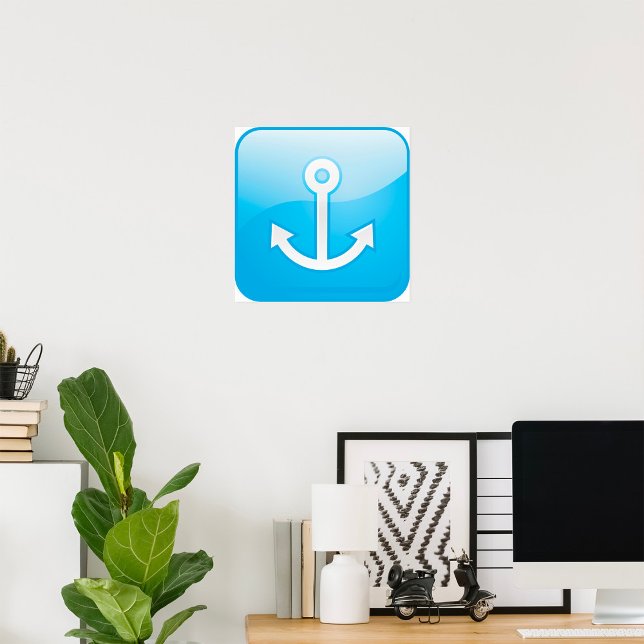 Nautical Blue Anchor Icon Modern Maritime  Poster (Creator Uploaded)