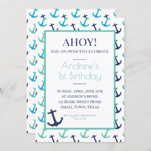 Nautical Blue Anchor Invitation