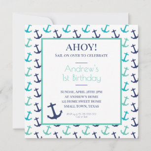 Nautical Blue Anchor Invitation