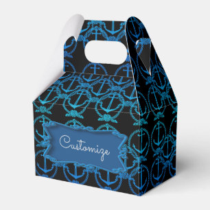 Nautical Blue Anchor Motif Gable Favour Box