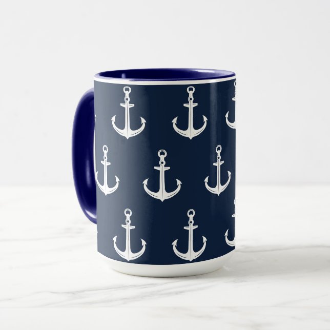 Nautical Blue Anchor Mug (Front Left)
