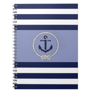 Nautical blue anchor/Navy knot/blue/white stripe Notebook