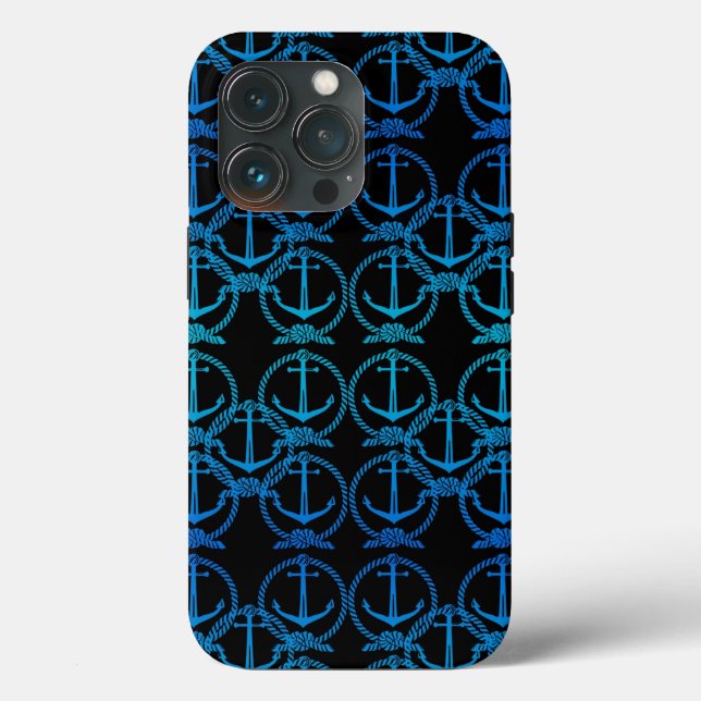 Nautical Blue Anchor Pattern  Case-Mate iPhone Case (Back)