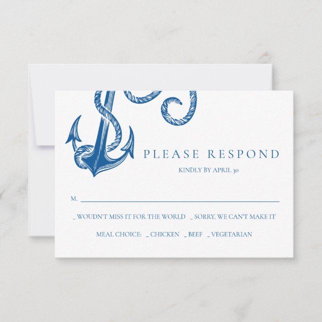 Nautical Blue Anchor Response Card (Front)