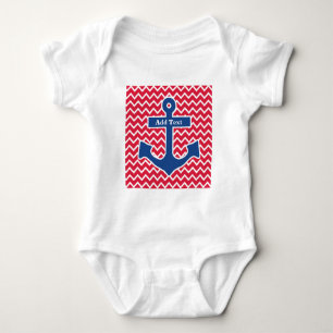 Nautical Blue Anchor Romper Baby Bodysuit